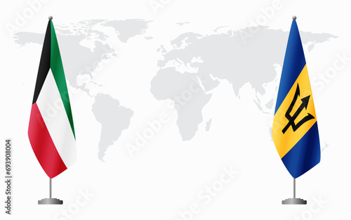Фотография Kuwait and Barbados flags for official meeting