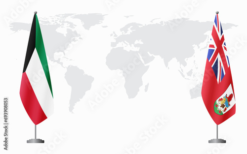 Kuwait and Bermuda flags for official meeting