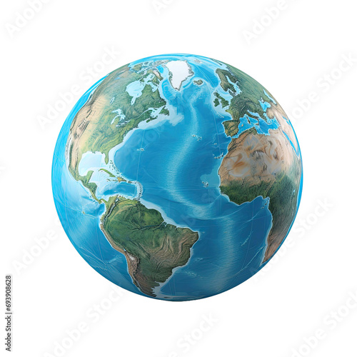 3d rendering, Planet Earth globe, isolated on transparent background
