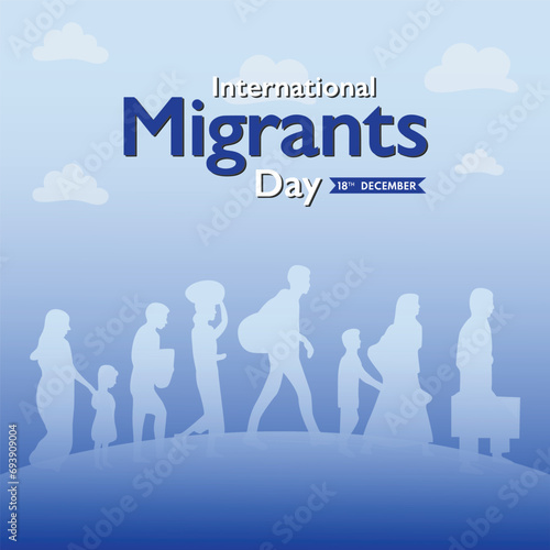International Migrants Day December 20, team of people migrating, people migrating
