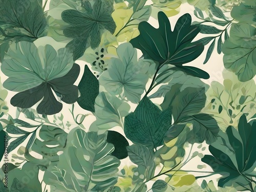 the ornamental pattern with leaves  made by AI