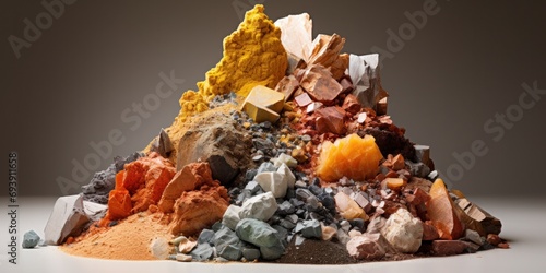 Colorful Mineral Pile in Studio photo