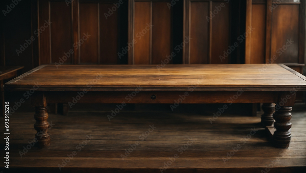 Old wooden table. generative AI Old wooden table. generative AI