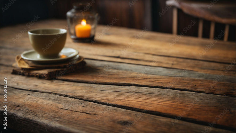 Old wooden table. generative AI Old wooden table. generative AI