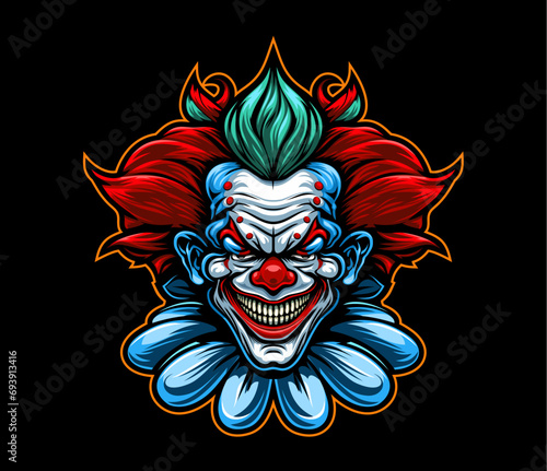 Ai generated cartoon angry clown mascot, maniac