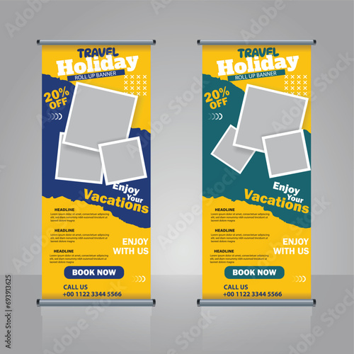 Travelling roll up banner standee design template
