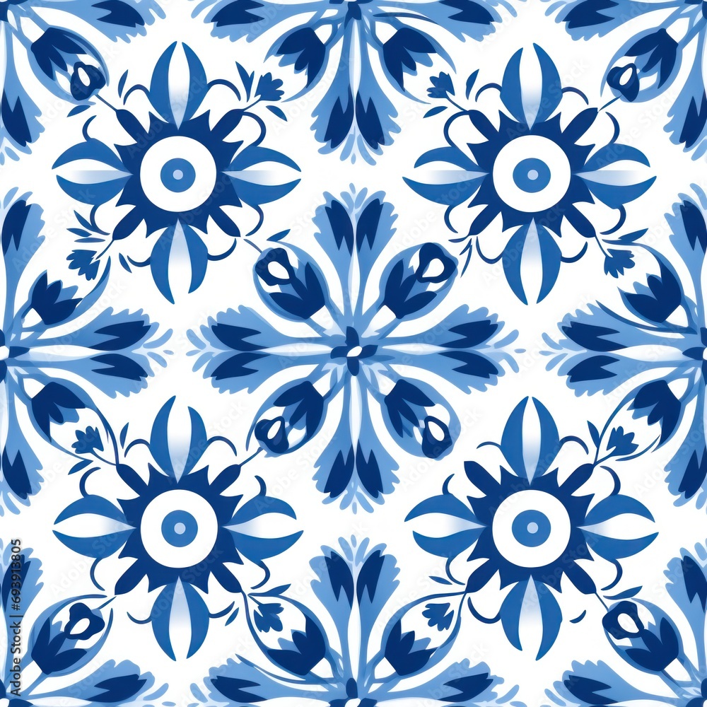 Fototapeta premium Mediterranean Floral Pattern Design