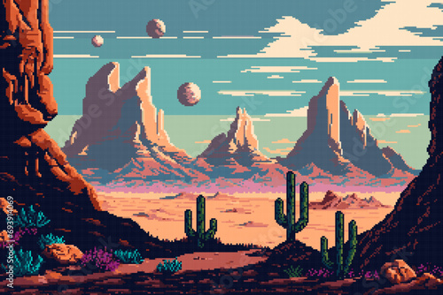 Ai wild west desert landscape with mountains