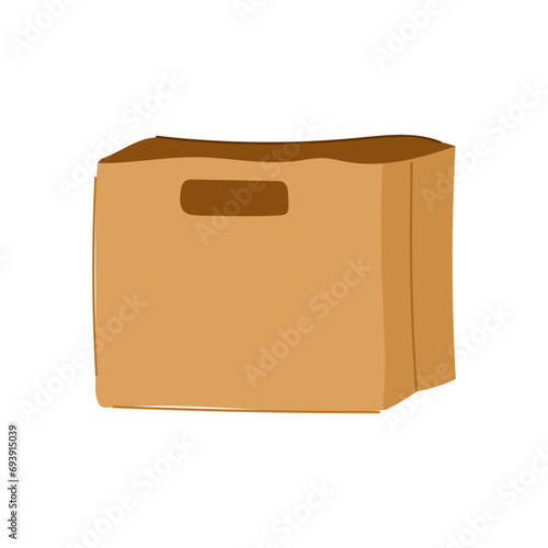 food paper lunch bag cartoon. package pack, box brown, template sack food paper lunch bag sign. isolated symbol vector illustration