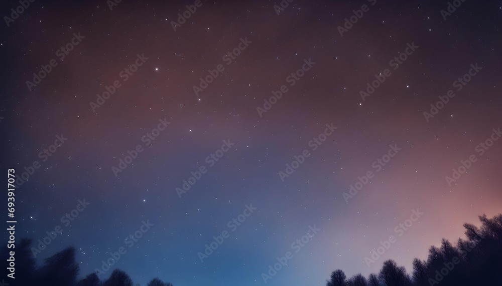 Fototapeta premium Starry Sky from the Ground - Shooting Stars in the Night with Blue Bright Colors