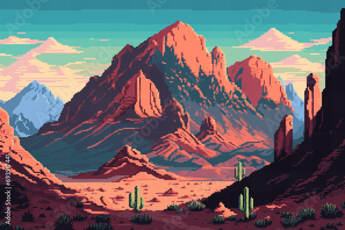 Wild west landscape with desert and mountains, Ai