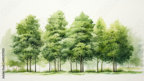 watercolor trees in the forest
