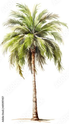 watercolor of palm tree isolated on white