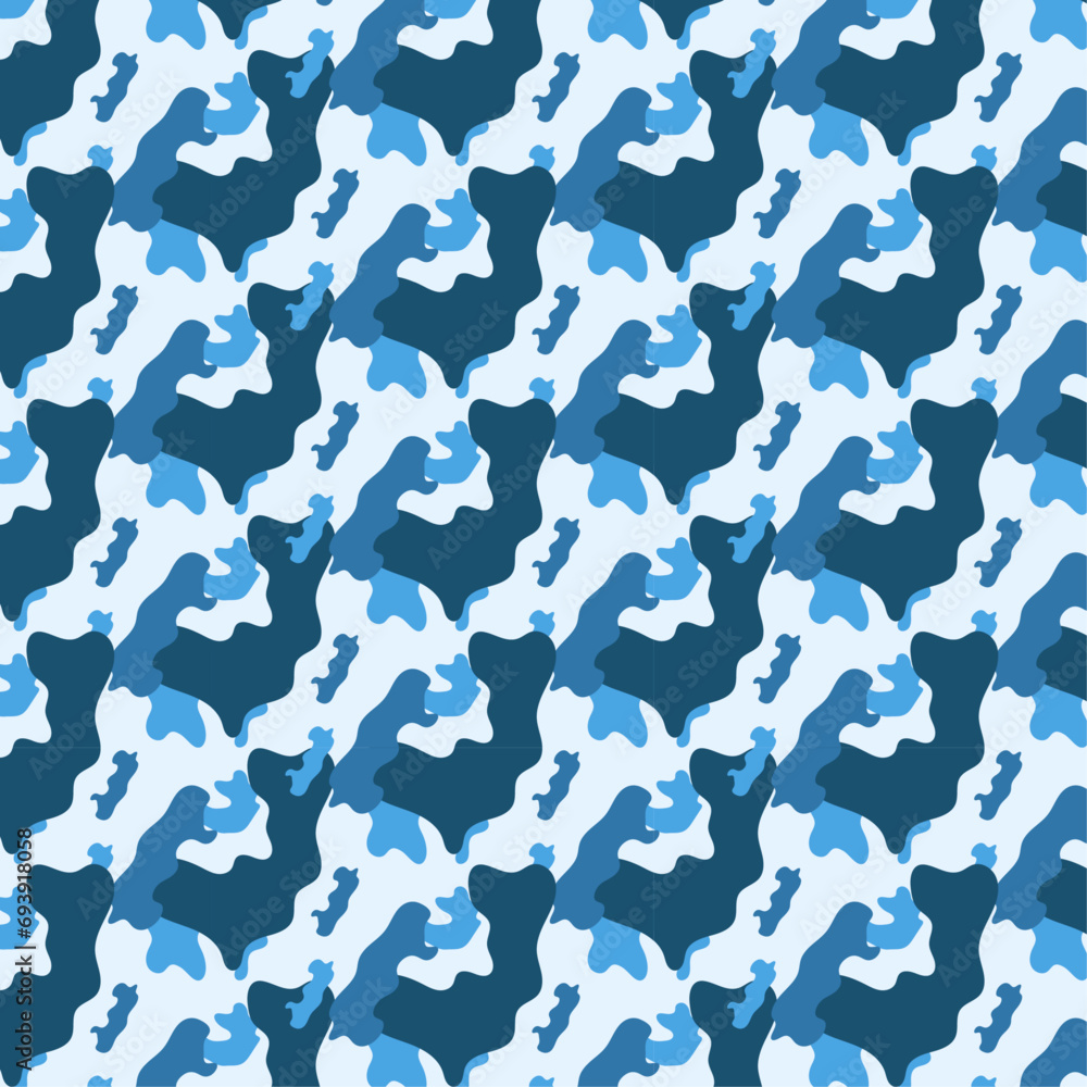 Blue vector camouflage pattern abstract background Blue vector camouflage pattern abstract background