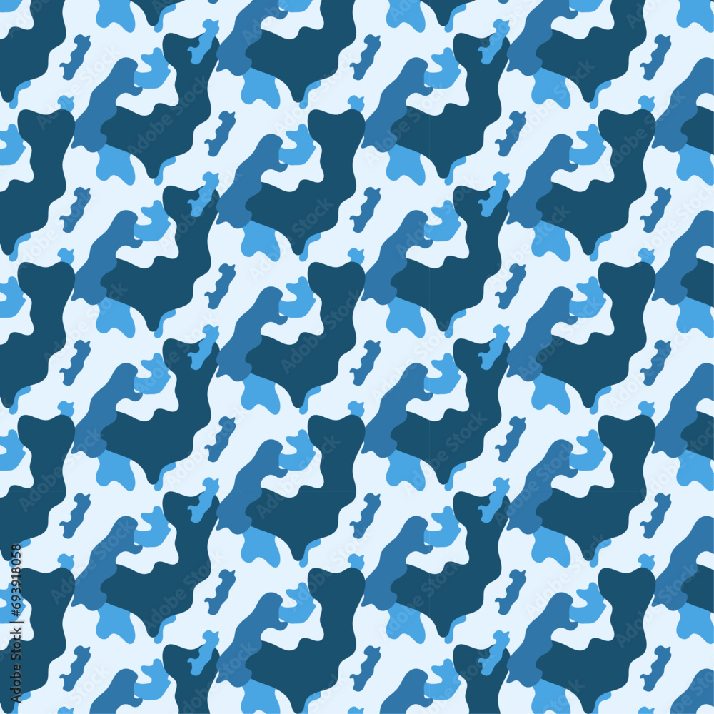 Blue vector camouflage pattern abstract background