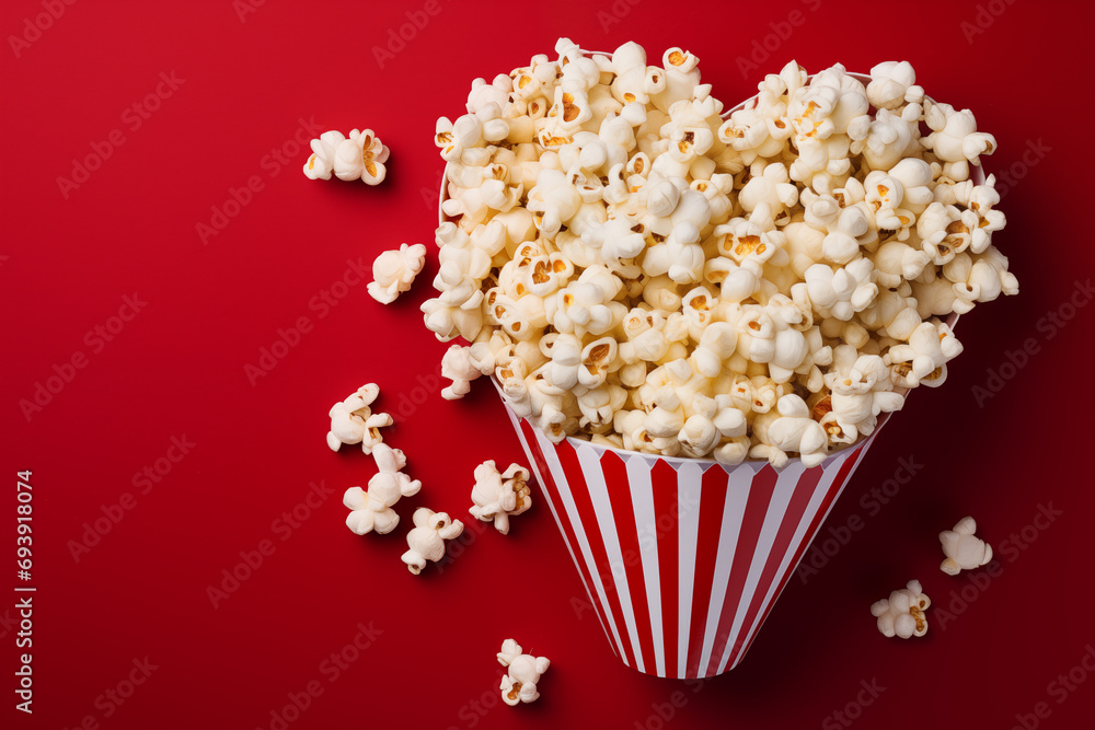 Popcorn in heart shaped cardboard box. Popcorn in heart shaped cardboard box.