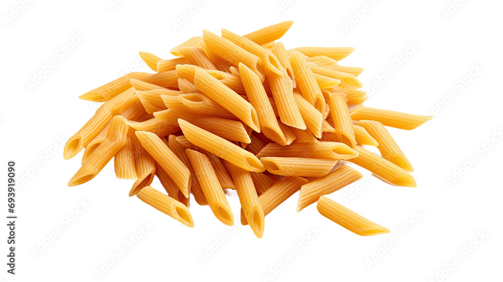 Penne rigate pasta isolated on transparent or white background Penne rigate pasta isolated on transparent or white background