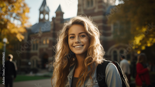 Radiant University Student: Transparent Background Image with Joyful Smile and Eye Contact. Generative AI © Munwar