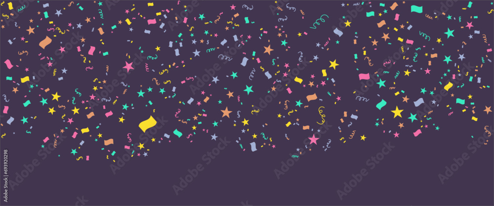 Colorful colourful vector falling tiny confetti banner - obrazy, fototapety, plakaty 
