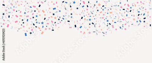 Colorful colourful vector confetti flying randomly banner