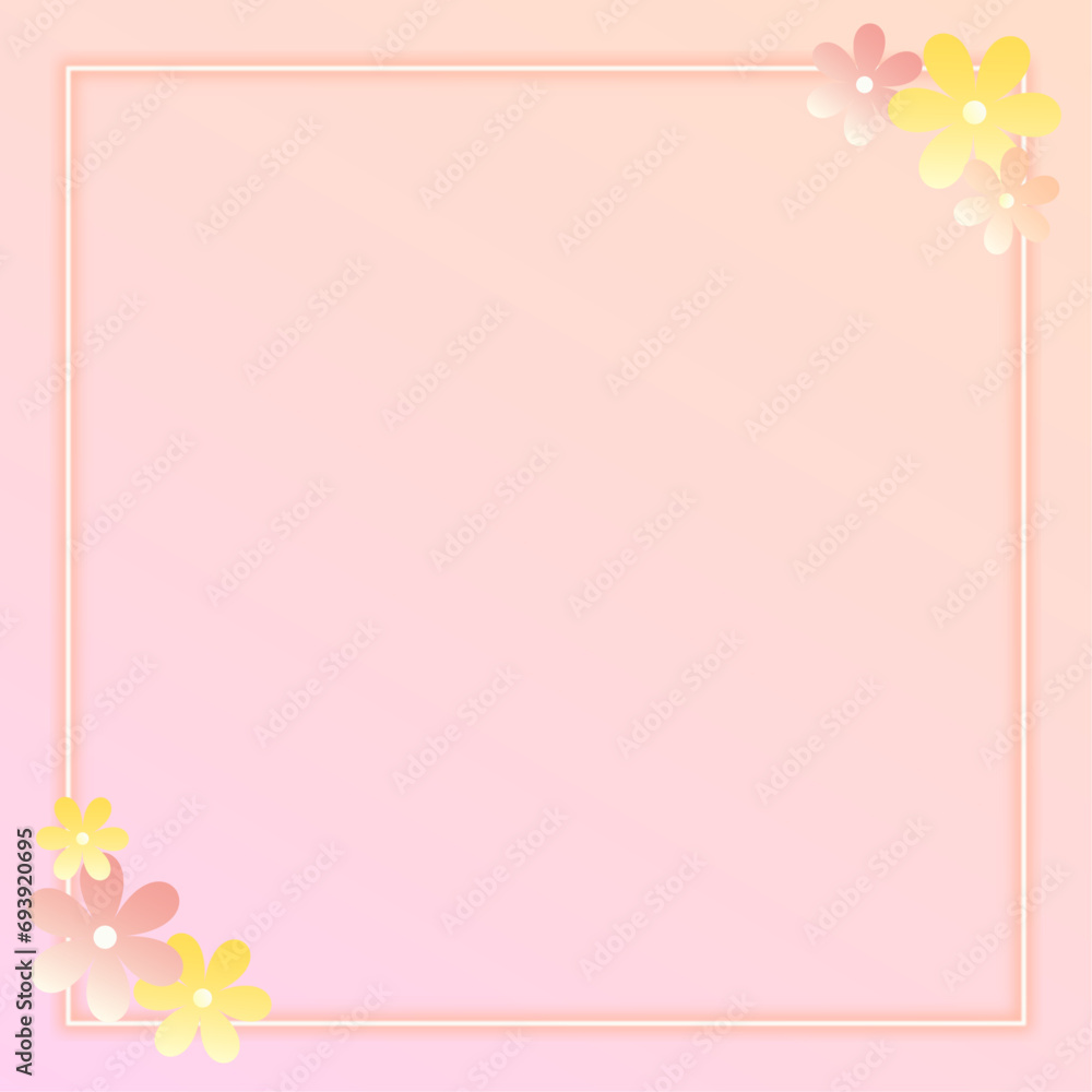 Frame for greeting card, floral frame mockup
