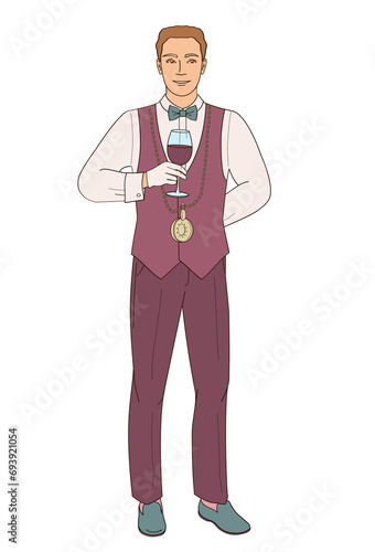 male sommelier with glass of wine