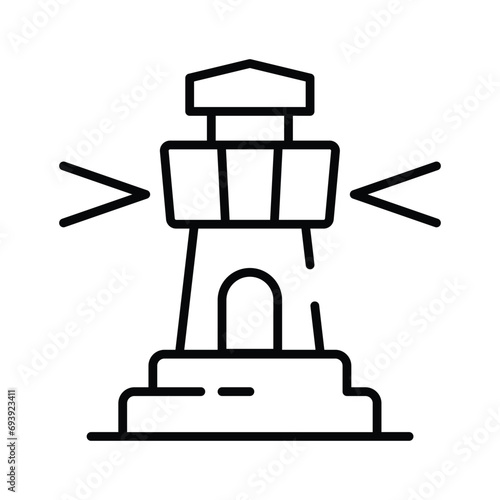 A tower containing a beacon light to warn or guide ships at sea, well designed icon of lighthouse