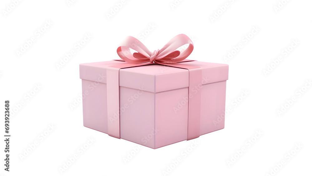 Obraz premium pink gift box with ribbon transparent png