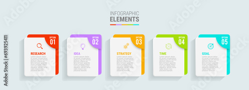 Business infographic template design icons 5 options or steps