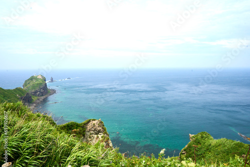 view from the sea in japan, hokkaido