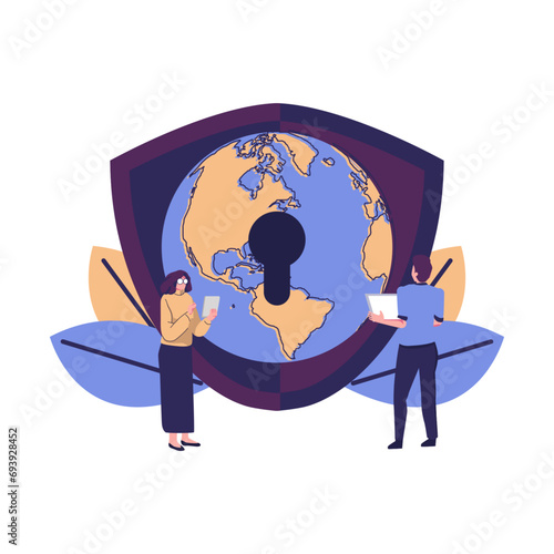  people save the planet vector, earth protection flat style illustration vector design