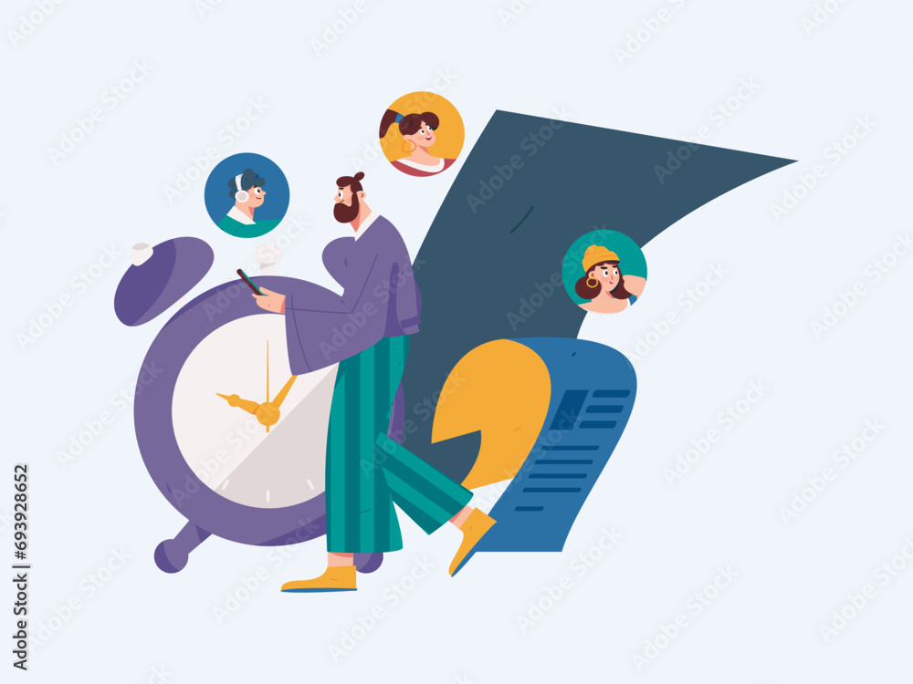 Fototapeta premium Personnel doing job interview flat vector concept operation hand drawn illustration 