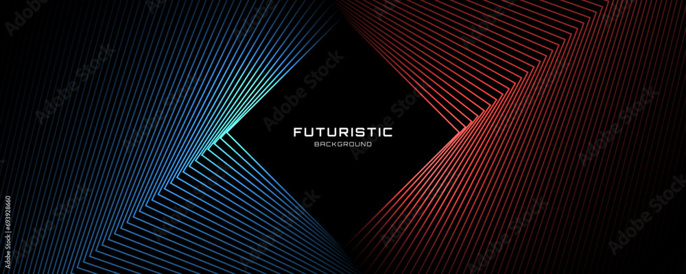 3D blue red techno abstract background overlap layer on dark space with ...