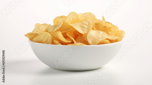 Snack chips on a bowl white background Ai Generative