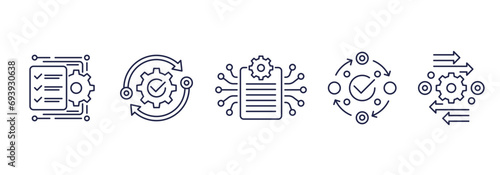 project management, operations line icons
