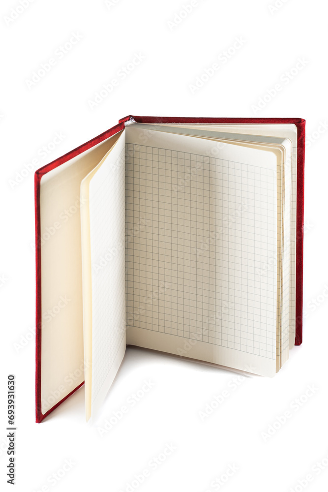close up of a blank velour fluffy notebook on white background with clipping path close up of a blank velour fluffy notebook on white background with clipping path