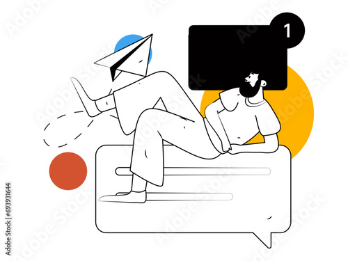 Virtual characters social communication concept business flat vector hand drawn illustration
