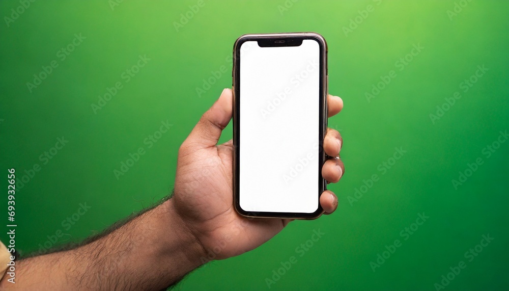 Close up of man hand holding modern smart phone mockup Close up of man hand holding modern smart phone mockup