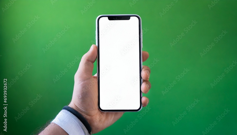 Close up of man hand holding modern smart phone mockup Close up of man hand holding modern smart phone mockup