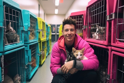 Trans Man Volunteering at an Animal Shelter photo