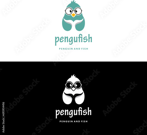 Penguin Fish Logo in Vector