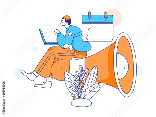 Virtual characters social communication concept business flat vector hand drawn illustration
