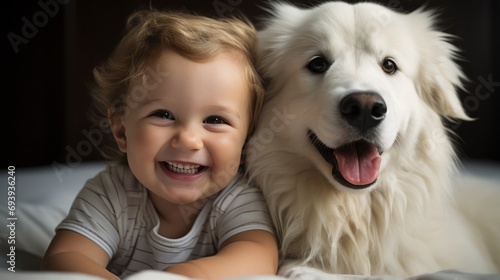 Dog and Happy Baby