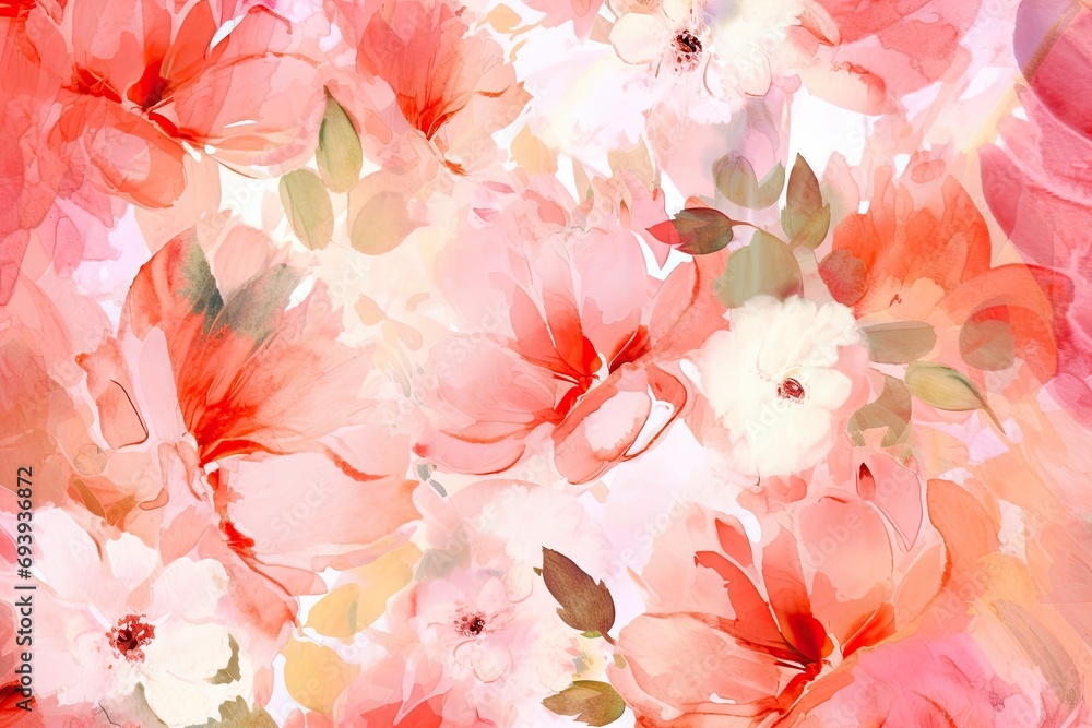 Refreshing and enchanting pink backdrop adorned with a variety of beautiful flowers