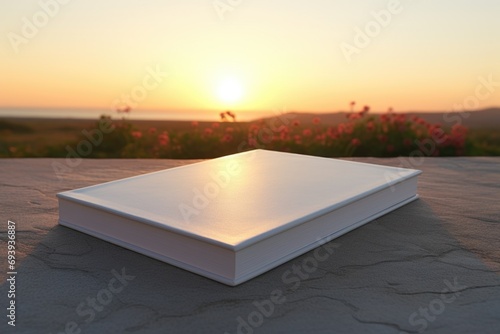 A white book sitting on top of a table. Suitable for educational or office-related themes