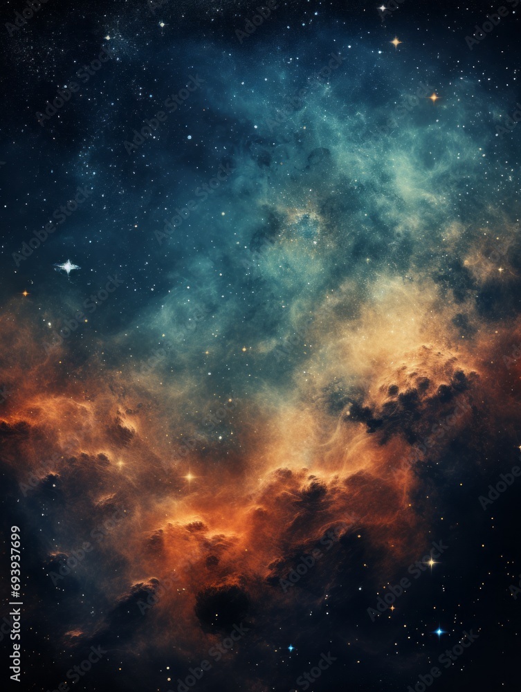Obraz premium Nebula Space: Blue and Orange Background