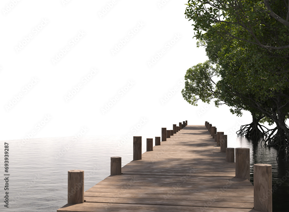 Fototapeta premium wooden path through mangrove forest