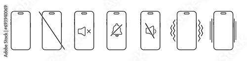 silent vibrating mode of the smartphone. vector. mute or switch sound mode sign for smartphone. eps10