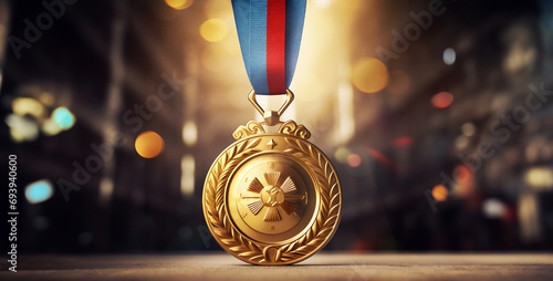 gold medal with ribbon, Gold Medal For Championship 3d render
