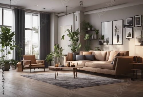 Living room interior 3d rendering © ArtisticLens